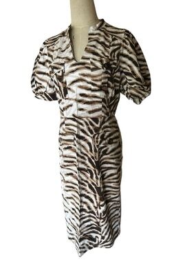 Gabrielle Union New York Cargo Dress Cotton Linen Blend Abstract Animal Print